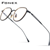 FONEX Pure Titanium Glasses Frame Women Square Eyeglasses E-079