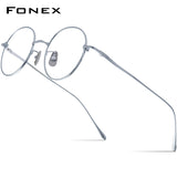 FONEX Titanium Glasses Frame Men Round Eyeglasses DIG