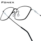 FONEX Titanium Glasses Frame Men Square Screwless Eyeglasses 85913