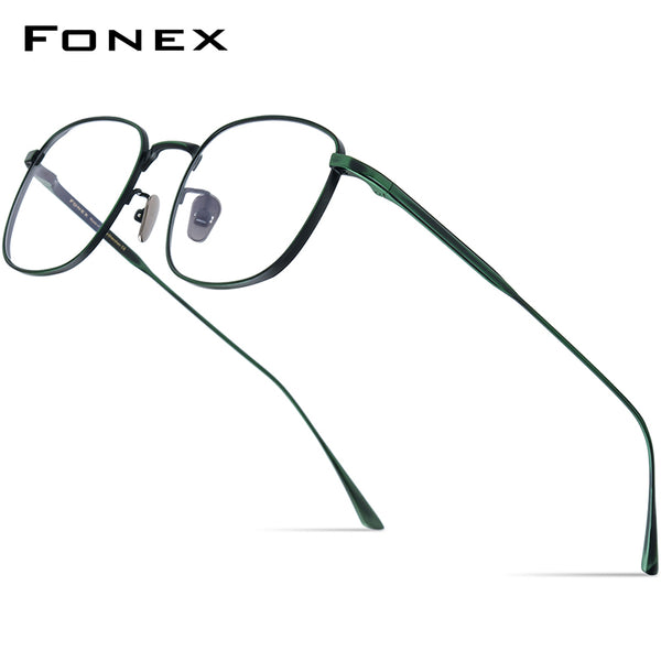FONEX Pure Titanium Glasses Frame Men Square Eyeglasses DAILY