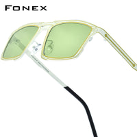FONEX Titanium Women Square Polarized Sunglasses 85925T