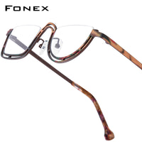 FONEX Pure Titanium Glasses Frame Women Round Eyeglasses 85898