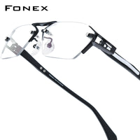 FONEX Titanium Glasses Frame Men Rimless Square Eyeglasses T1141
