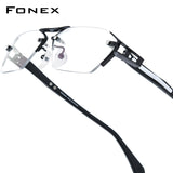 FONEX Titanium Glasses Frame Men Rimless Square Eyeglasses T1141