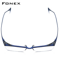 FONEX Titanium Glasses Frame Men Semi Rimless Square Eyeglasses 85920