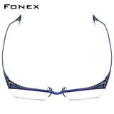 FONEX Titanium Glasses Frame Men Semi Rimless Square Eyeglasses 85920