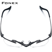 FONEX Titanium Glasses Frame Men Semi Rimless Square Eyeglasses F85763