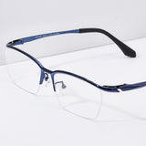 FONEX HONILLESI Titanium Glasses Frame Men Semi Rimless Eyeglasses 7306