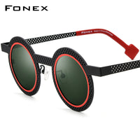 FONEX Titanium Men Round Polarized Sunglasses F85821T