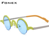 FONEX Titanium Round Semi Rimless Nylon Sunglasses F85810T