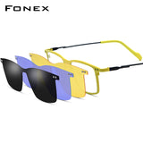 FONEX Pure Titanium Glasses Frame Men Square Magnet Clip Eyeglasses F85796