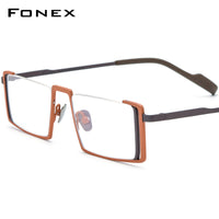 FONEX Titanium Glasses Frame Men Square Half Rim Eyeglasses F85780
