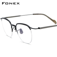 FONEX Titanium Glasses Frame Men Semi Rimless Eyeglasses F90036