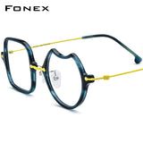 FONEX Acetate Titanium Glasses Frame Men Irregular Eyeglasses F85842