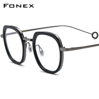 FONEX Acetate Titanium Glasses Frame Men Square Eyeglasses B-07P