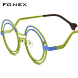 FONEX Pure Titanium Glasses Frame Women Round Eyeglasses F85823