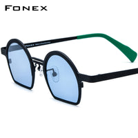 FONEX Titanium Men 3/4 Round Polarized Sunglasses F85840T