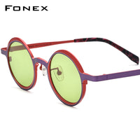 FONEX Titanium Men Round Polarized Sunglasses F85774T