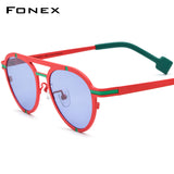 FONEX Pure Titanium Women Cat Eye Polarized Sunglasses F85841T