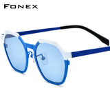FONEX Pure Titanium Men Polygon Polarized Sunglasses F85814T