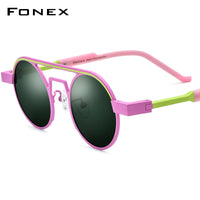 FONEX Pure Titanium Women Round Polarized Sunglasses F85831T