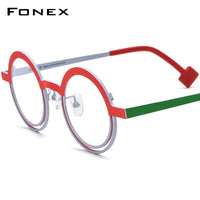 FONEX Pure Titanium Glasses Frame Women Round Eyeglasses F85822