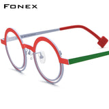 FONEX Pure Titanium Glasses Frame Women Round Eyeglasses F85822