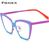 FONEX Pure Titanium Glasses Frame Women Cat Eye Eyeglasses F85809