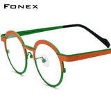 FONEX Pure Titanium Glasses Frame Women Round Eyeglasses F85832