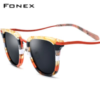 FONEX Acetate Titanium Men Square Polarized Sunglasses F85793T