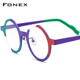 FONEX Pure Titanium Glasses Frame Women Round Eyeglasses F85808