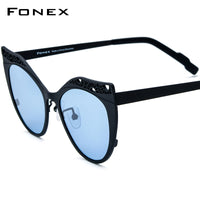 FONEX Pure Titanium Polarized Sunglasses Women Cat Eye F85825T