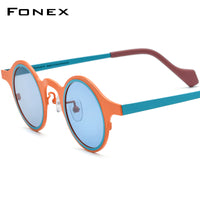 FONEX Titanium Men Round Polarized Sunglasses F85807T