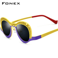 FONEX Pure Titanium Men Cat Eye Polarized Sunglasses F85826T