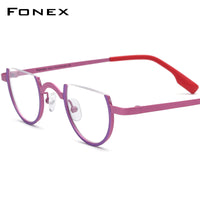 FONEX Pure Titanium Glasses Frame Women 3/4 Round Eyeglasses F85785