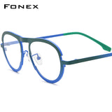 FONEX Pure Titanium Glasses Frame Men Pilot Eyeglasses F85800