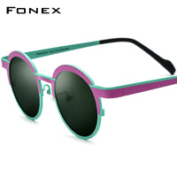 FONEX Titanium Men Round Polarized Sunglasses F85832T