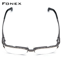 FONEX Titanium Glasses Frame Men Semi Rimless Square Eyeglasses F85770