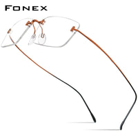 FONEX B Titanium Glasses Frame Men Brand Rimless Square Eyeglasses 85871