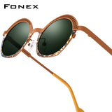 FONEX Titanium Women Oval Polarized Sunglasses 85926T