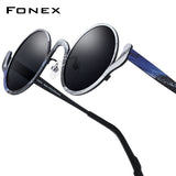 FONEX Titanium Men Round Polarized Sunglasses 85935T