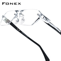 FONEX Titanium Glasses Frame Men Rimless Square Eyeglasses T1141