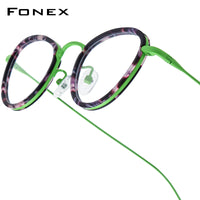 FONEX Acetate Titanium Glasses Frame Men Cat Eye Eyeglasses 85896