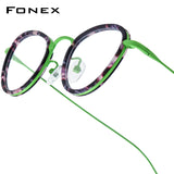FONEX Acetate Titanium Glasses Frame Men Cat Eye Eyeglasses 85896