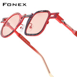 FONEX Titanium Women Square Round Polarized Sunglasses 85924T