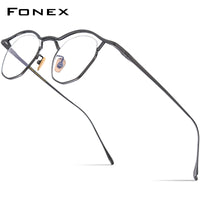 FONEX Titanium Glasses Frame Men Semi Rimless Polygon Eyeglasses MF-002