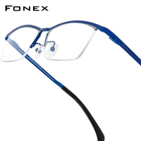 FONEX Pure Titanium Glasses Frame Men Semi-Rimless Eyeglasses 85912