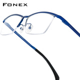 FONEX Pure Titanium Glasses Frame Men Semi-Rimless Eyeglasses 85912