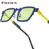 FONEX Titanium Men Square Polarized Sunglasses 85910T