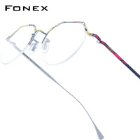FONEX Pure Titanium Glasses Frame Women Polygon Eyeglasses 85866